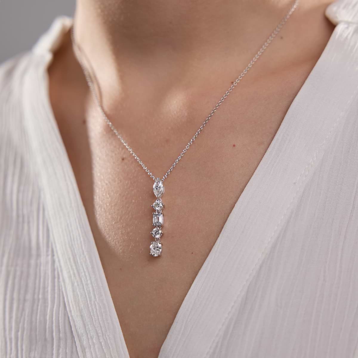 Additional Image 3 for  2 ctw Multi-Shape Lab Grown Diamond Pendant with Adjustable Chain